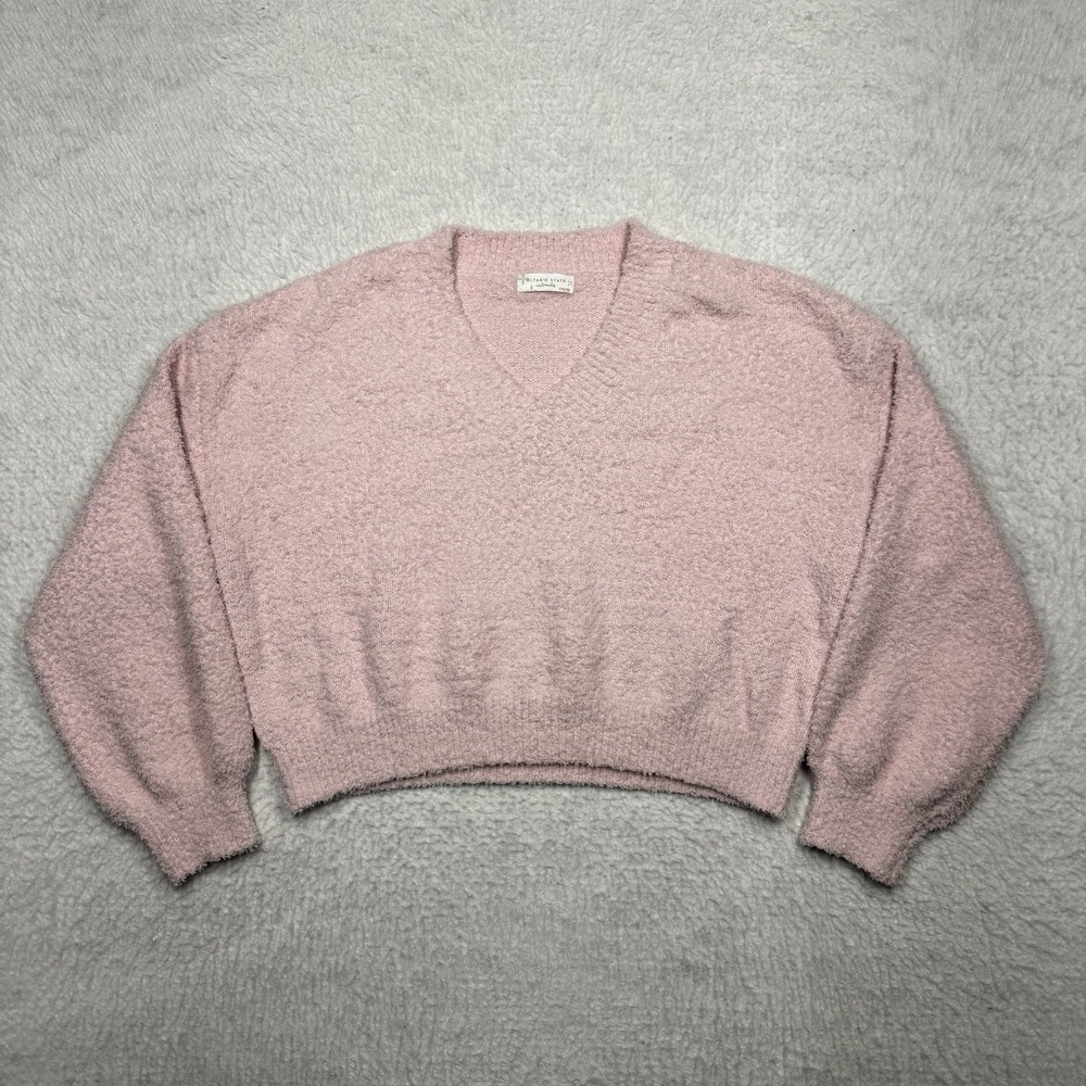 Altar'd State Boho‎ Knit V-Neck Oversized Sweater Soft Pink Women's Size XS